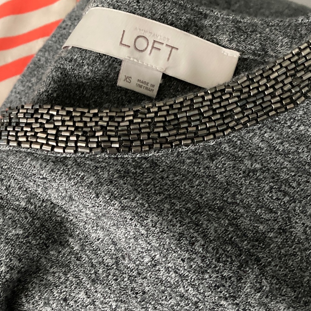 Cotton LOFT Dress XSmall Dress Grey Gray 100% Cotton Beaded